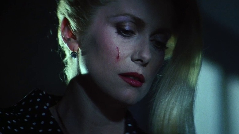 Miriam with a small cut on her cheek in "The Hunger"