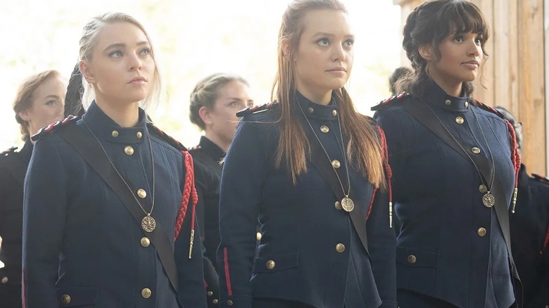 Raelle, Tally, and Abigail in their dress uniforms