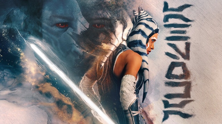 Grand Admiral Thrawn's face looms behind Ahsoka Tano on the poster for Ahsoka season 2 (2026)