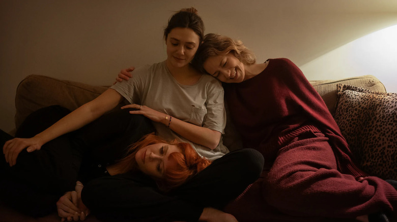 Rachel rests on Christina and Katie's laps in "His Three Daughters"