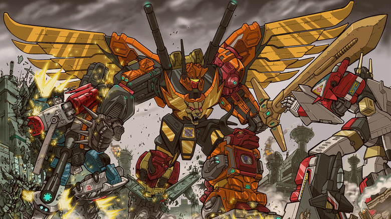 Predaking battling Defensor and Superion