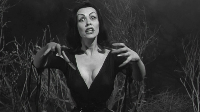 The Vampire Girl reaches for a victim in "Plan 9 from Outer Space" (1957)