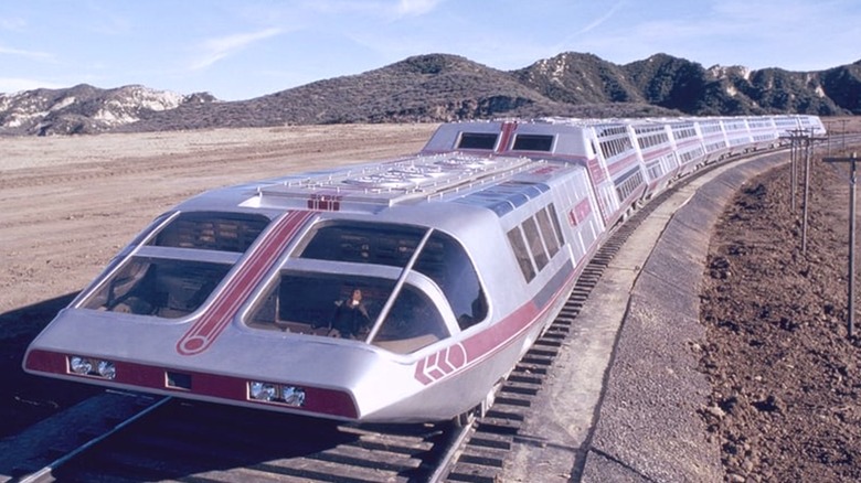The Supertrain moving down the track in "Supertrain"