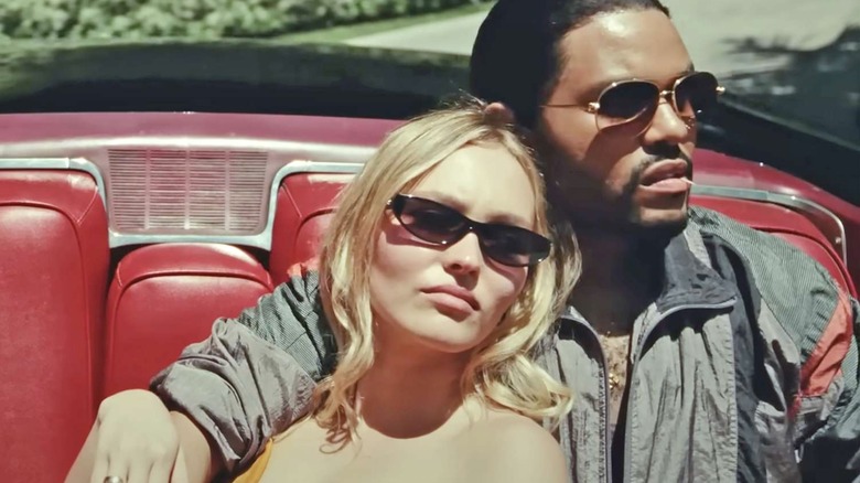 Jocelyn and Tedros riding in a convertible in "The Idol"