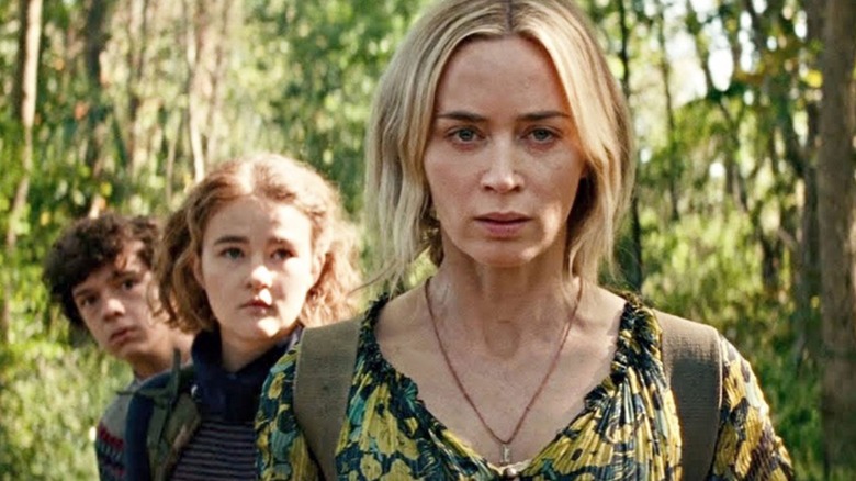 Evelyn, Regan, and Marcus Abbott in "A Quiet Place Part 2"