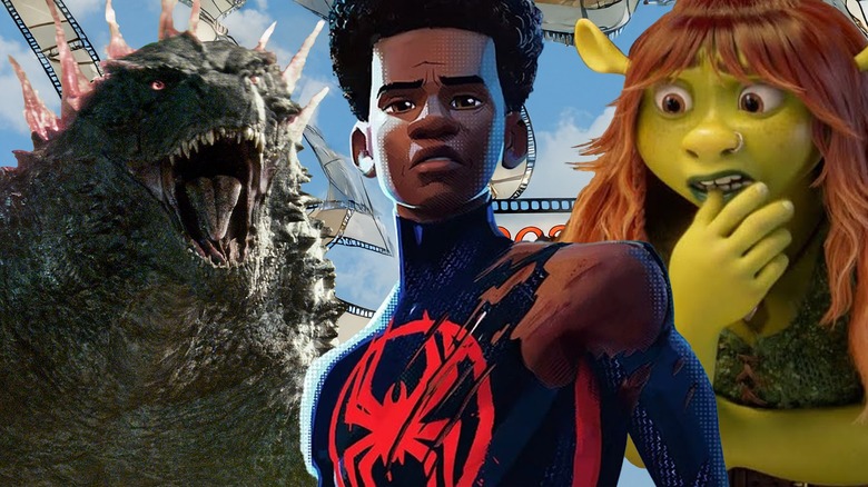 Godzilla in "Godzilla x Kong: The New Empire," Miles Morales in "Spider-Man: Across the Spider-Verse," and Felicia in "Shrek 5"