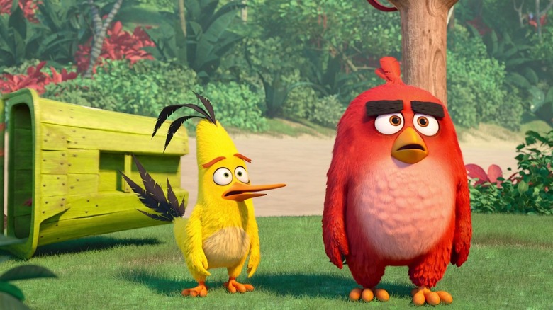Chuck and Red looking shocked in The Angry Birds Movie 2