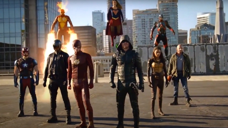DC Heroes assemble on a rooftop