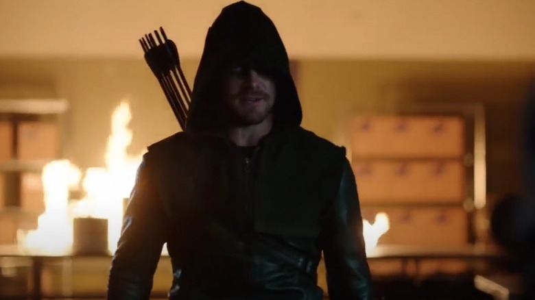 Arrow in front of fire