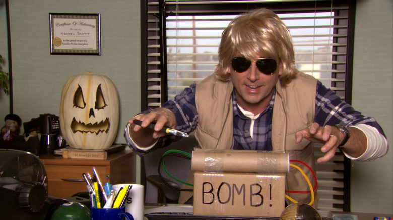 Michael Scott dressed as MacGruber