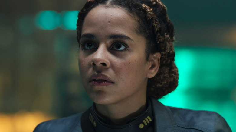 Miranda Keyes looking at Kai
