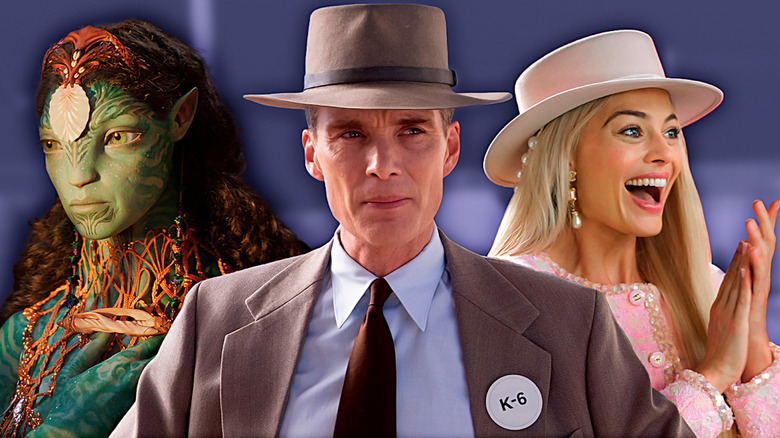 Neytiri, Oppenheimer, and Barbie composite