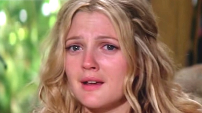 Drew Barrymore looking sad