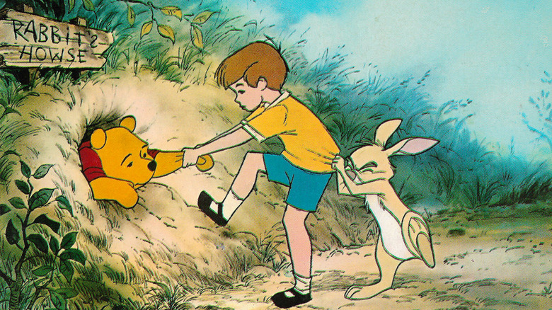 Winnie the Pooh, Christopher Robin, and Rabbit in The Many Adventures of Winnie the Pooh