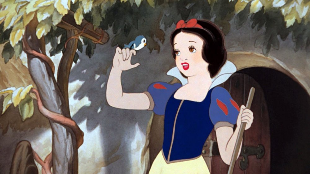 Snow White sings to a bird in Snow White and the Seven Dwarfs