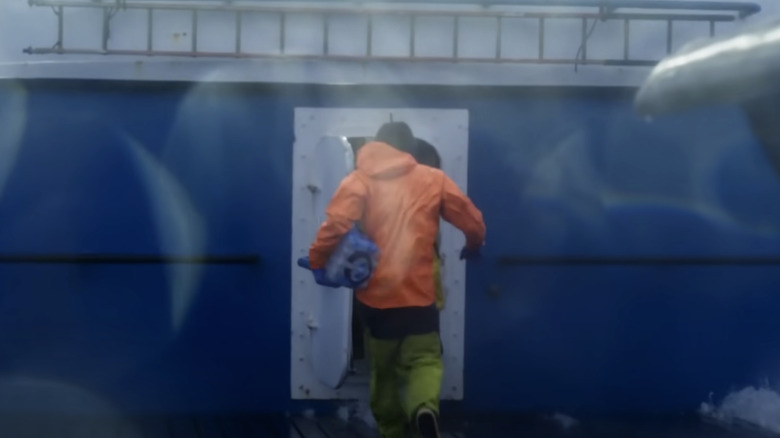 Fisherman in storm