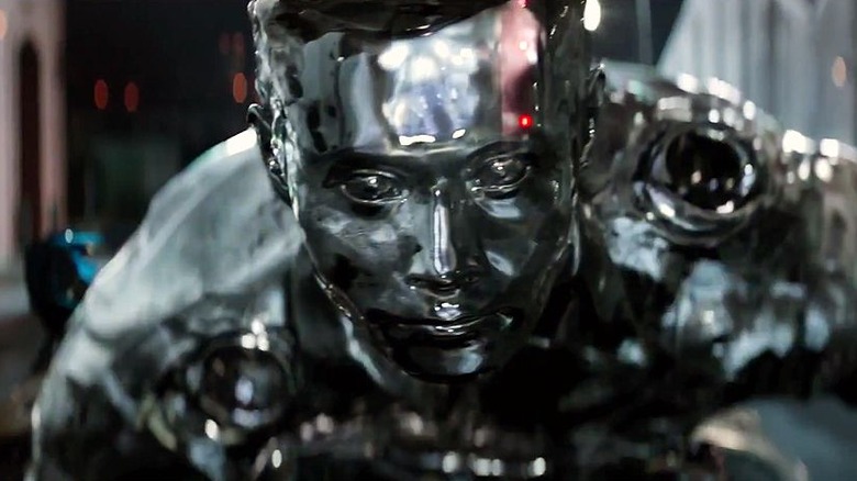 The T-1000's liquid metal is exposed