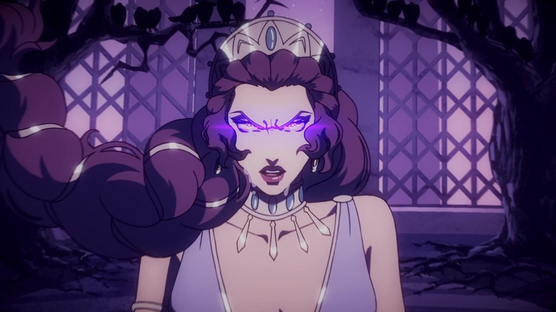 Hera with glowing purple eyes