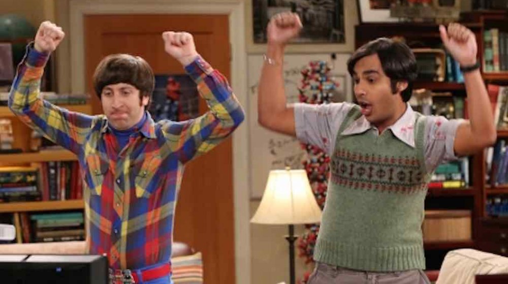 Simon Helberg and Kunal Nayyar as Howard Wolowitz and Rajesh Koothrappali on The Big Bang Theory