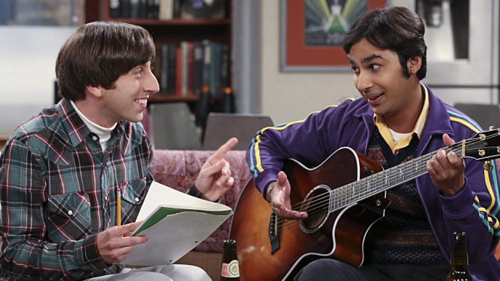 Simon Helberg and Kunal Nayyar as Howard Wolowitz and Rajesh Koothrappali on The Big Bang Theory