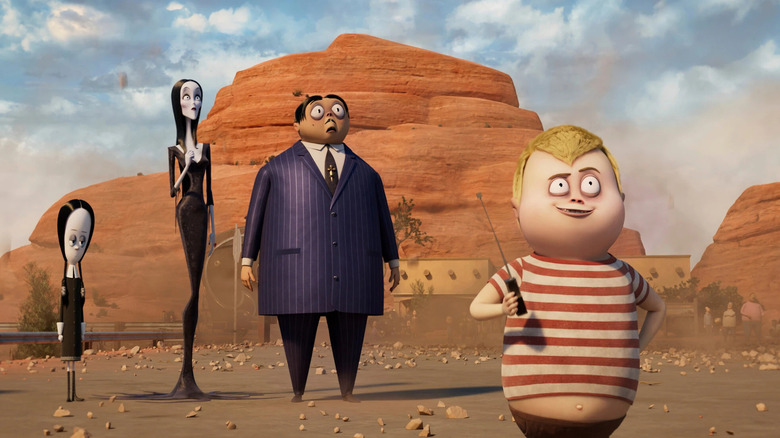 Wednesday, Pugsley, Gomez and Morticia in "The Addams Family 2"