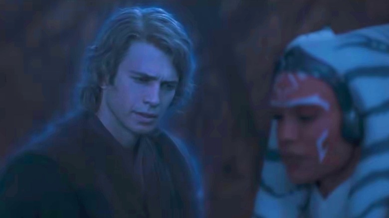 Anakin's Force ghost speaking with Ahsoka at night in Ahsoka season 2 (2027)