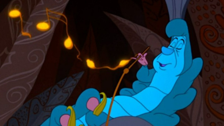 The caterpillar smoking music notes