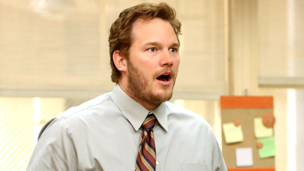 Andy mouth open in shock Parks and Rec