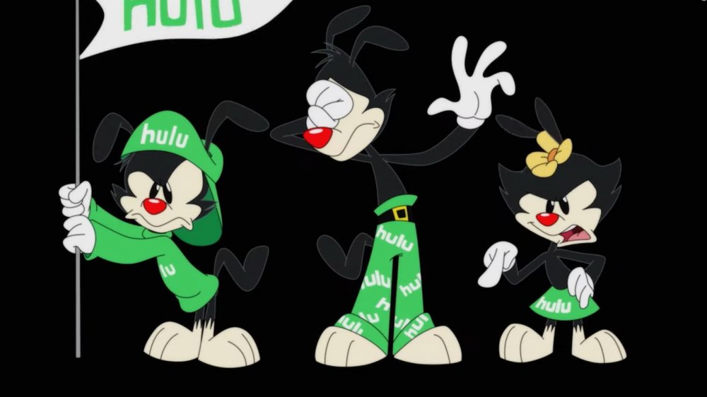 The Animaniacs decked out in Hulu gear for their upcoming reboot