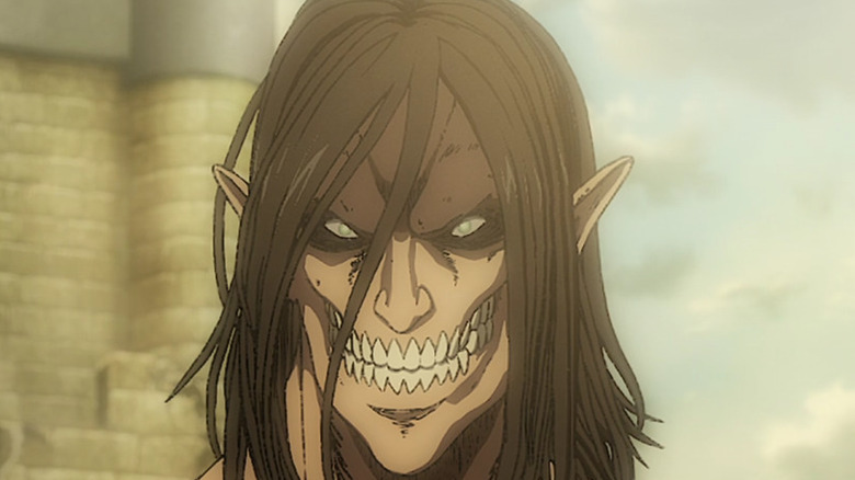 Eren glares menacingly in titan form