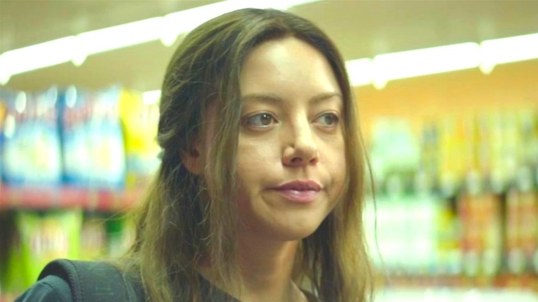 Aubrey Plaza stoic grocery store