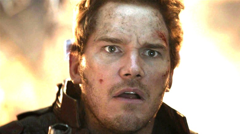 Chris pratt as star lord with dirty face 