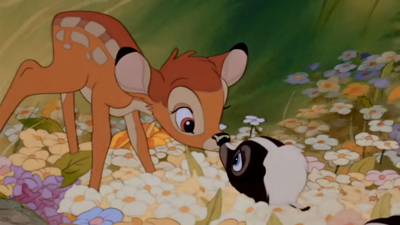 Bambi sniffing Flower