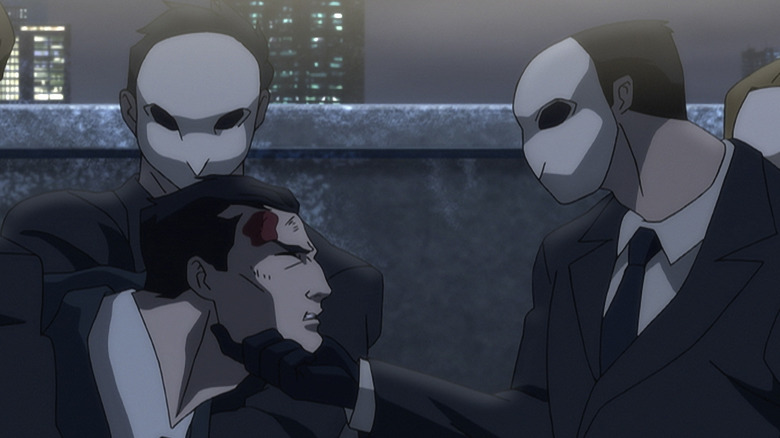 Bruce Wayne being abducted by the Court of Owls in "Batman vs. Robin"
