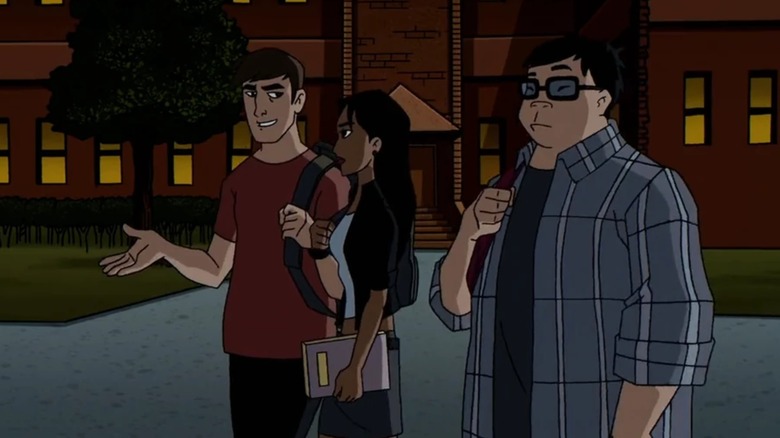 Jake and classmates walking across campus in The Batman (2004)