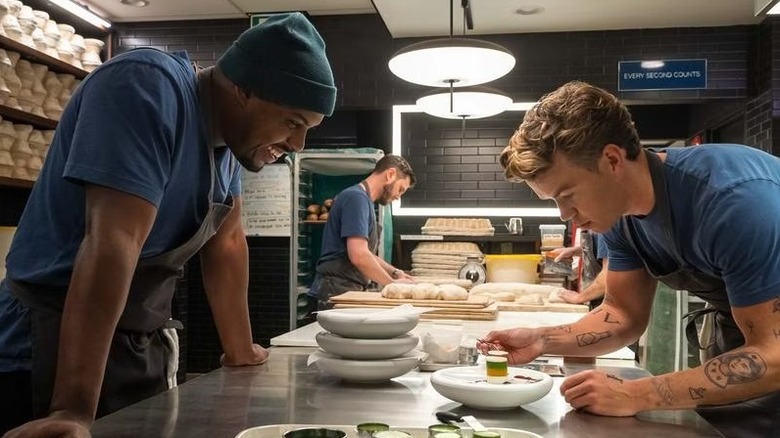 Poulter and Marcus cooking together