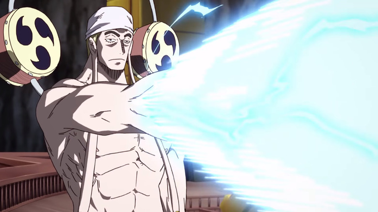Enel blasting lightning from his arms