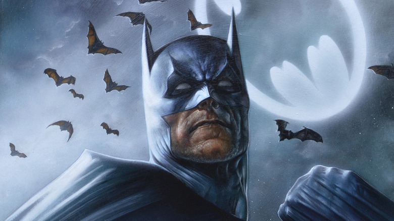 Batman against night sky