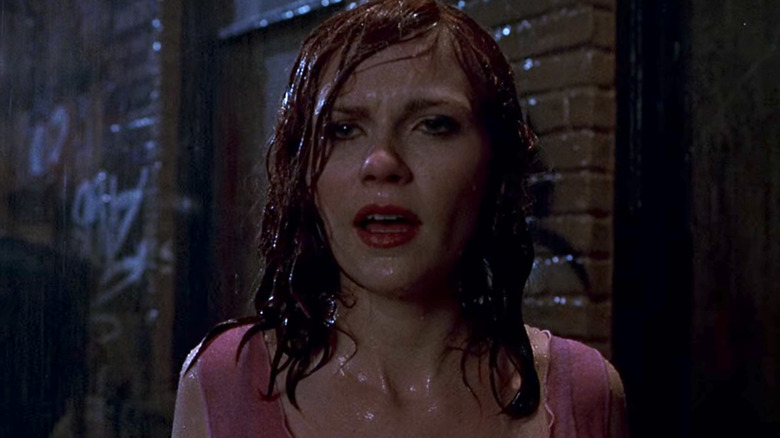 A rain-soaked, surprised Mary Jane