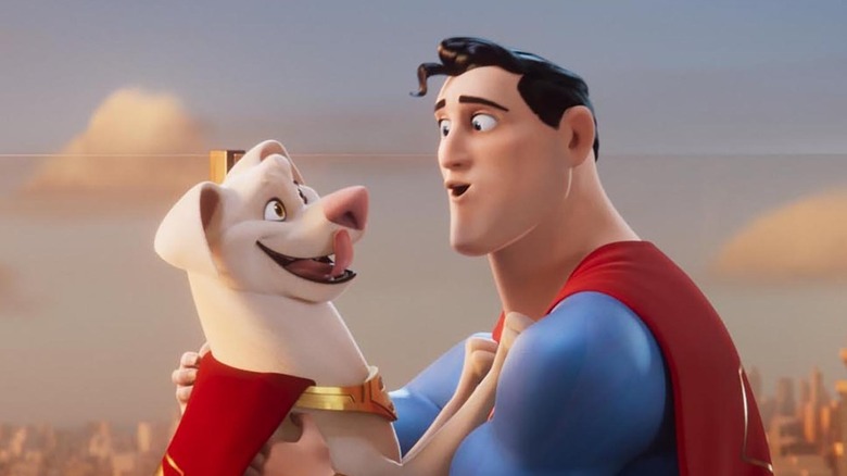 Superman embracing his dog Krypto