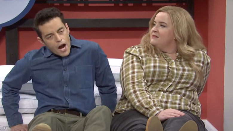 Aidy Bryant with Rami Malek