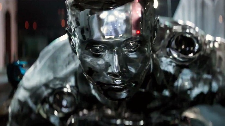 The T-1000's liquid metal is exposed