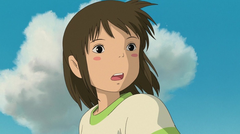 Chihiro's face against blue sky