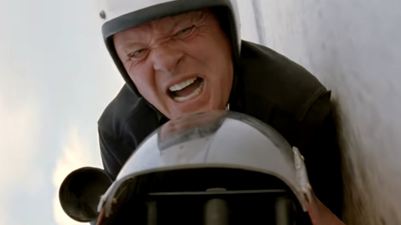 Burt Munro wrecks motorcycle
