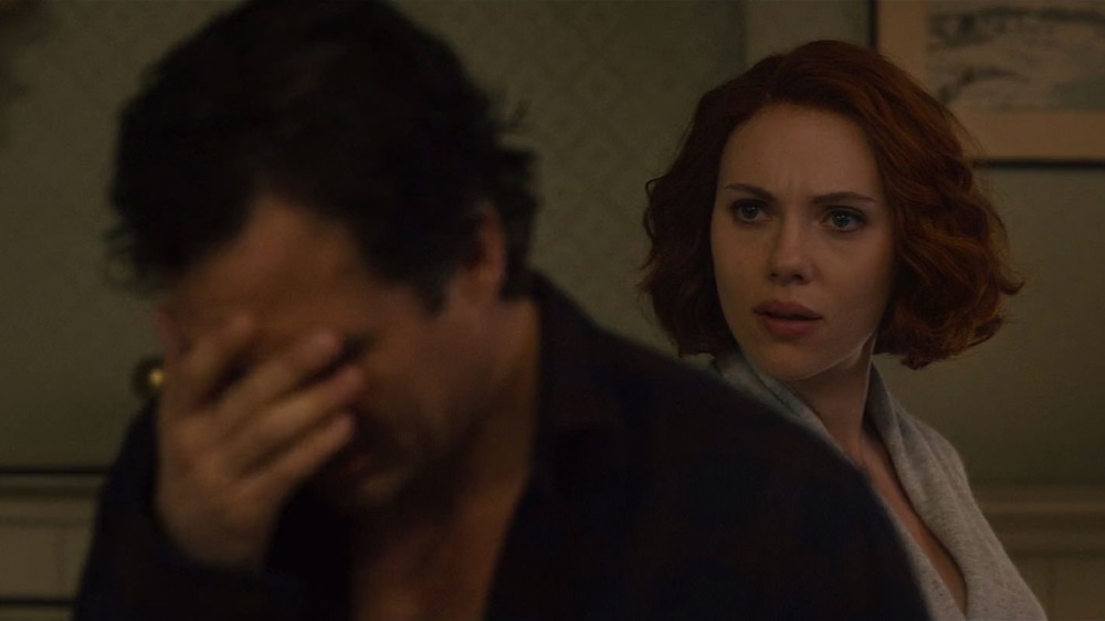 Mark Ruffalo as Bruce Banner and Scarlett Johansson as Natasha Romanoff in Avengers: Age of Ultron