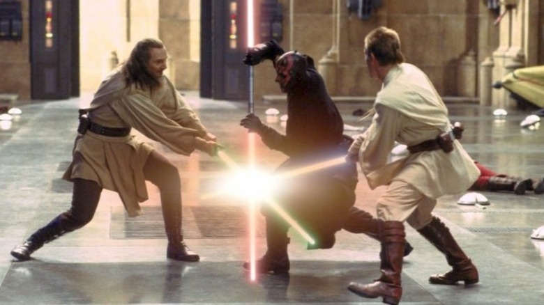 Qui-Gon Jinn, Darth Maul, and Obi-Wan