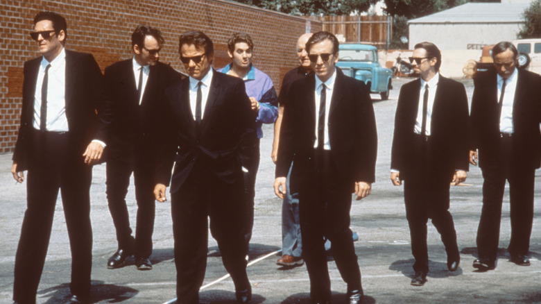 Michael Madsen, Quentin Tarantino, Harvey Keitel, Chris Penn, Lawrence Tierney, Tim Roth, Steve Buscemi, Edward Bunker in Reservoir Dogs