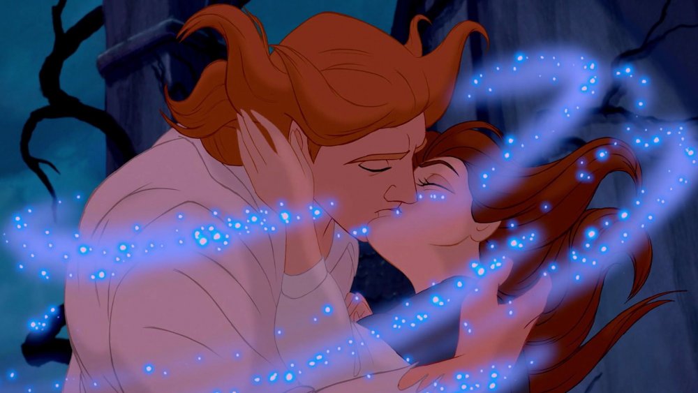 The Beast, restored to humanity, and Belle in Beauty and the Beast