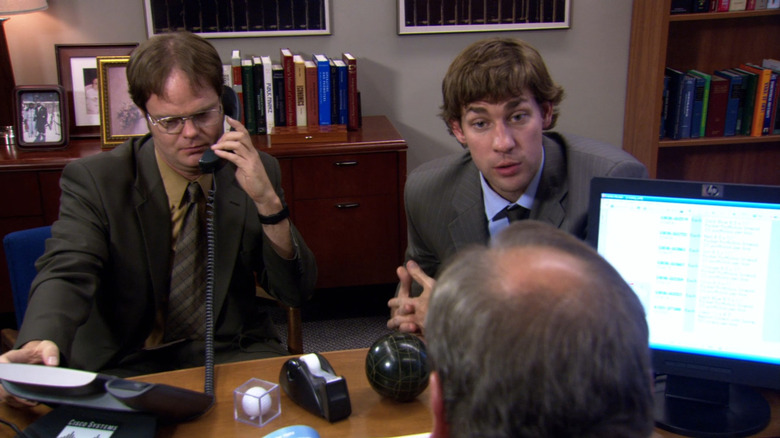 Dwight and Jim in sales meeting