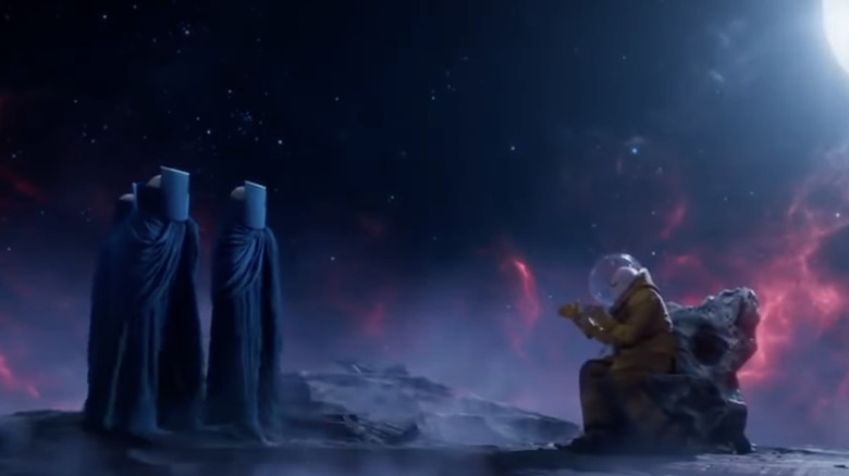 The Watchers talking with Stan Lee in space